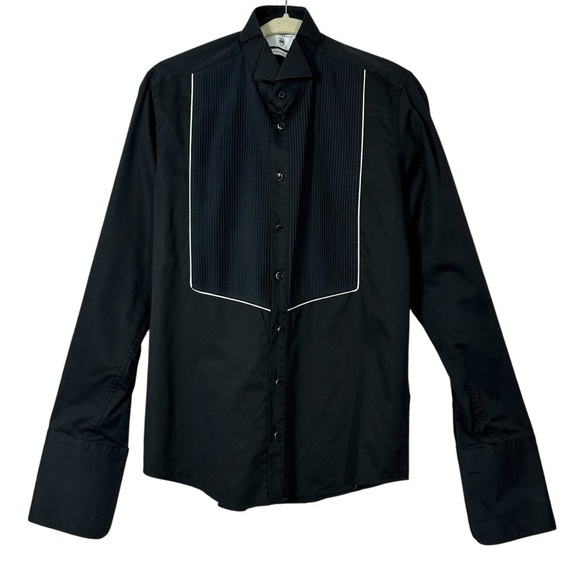 RON TOMSON FLAGSHIP BLACK TUXEDO SHIRT SIZE MEDIUM - Picture 3 of 16